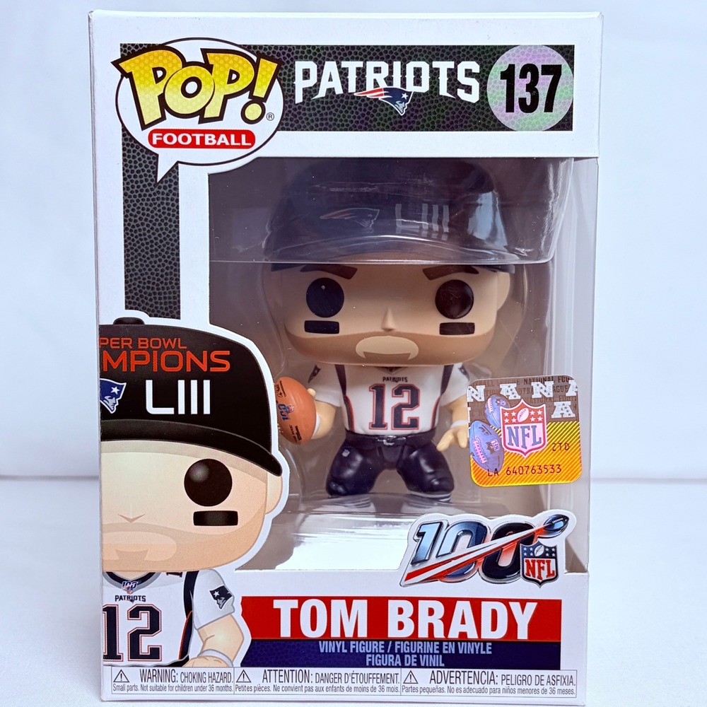 Funko Pop NFL Tom Brady Patriots Super Bowl LIII Champions 137 White Jersey 2019